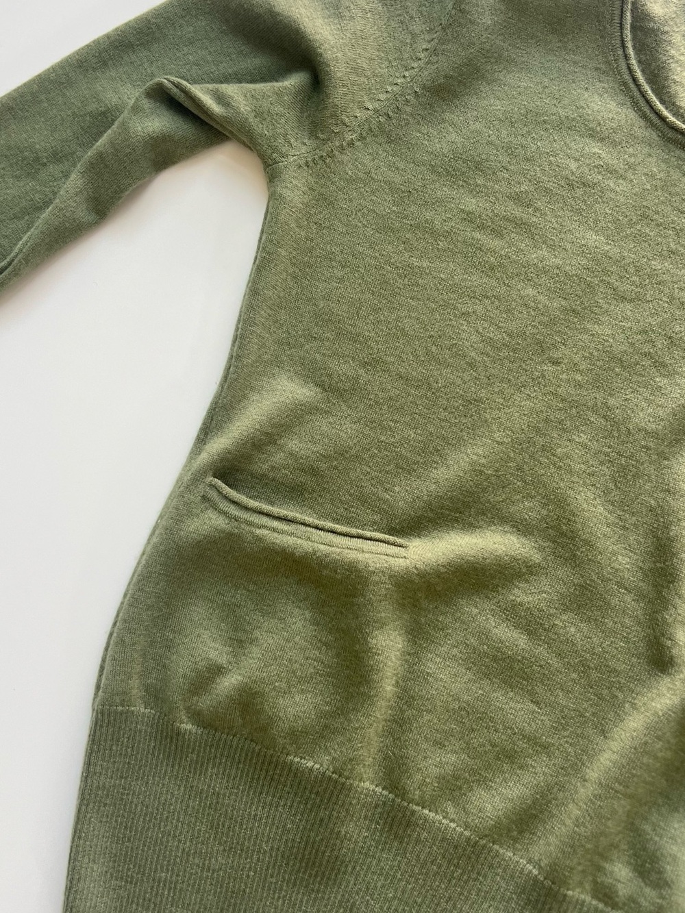 GermAn 100% Cashmere Olive Green Pocket Sweater XS - Picture 4 of 11